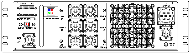 ETI0001-1040 Rugged COTS UPS Standard Rear Panel Layout