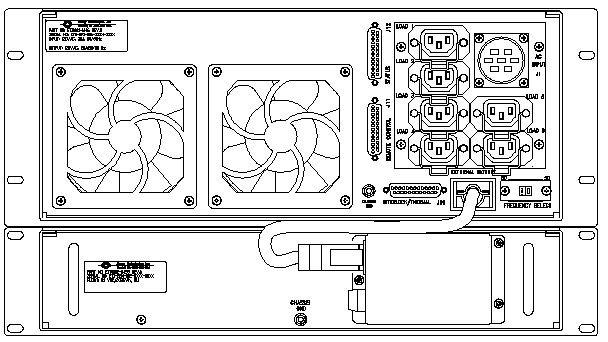 P/N: <br />ETI0001-1406 Rugged COTS UPS and PDU Standard Rear Panel Layout 