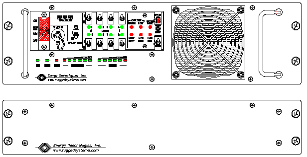 <br />ETI0001-1443 Rugged MilSpec UPS and PDU Standard Front Panel Layout