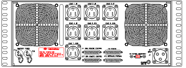 P/N: <br />ETI0001-1452AA Rugged MilSpec UPS and PDU Standard Rear Panel Layout