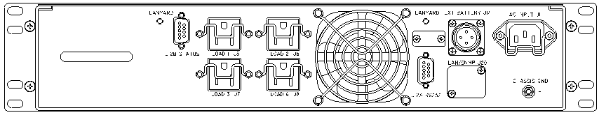 P/N: ETI0015-2221 Rugged Compact UPS Standard Rear Panel Layout 